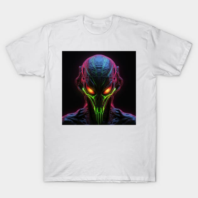 Alien Neon Art 9 T-Shirt by AstroRisq